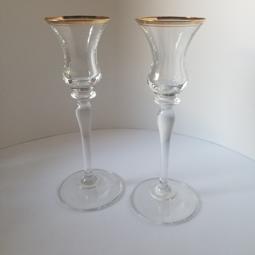 MIKASA GOLD RIMMED CANDLE HOLDERS
